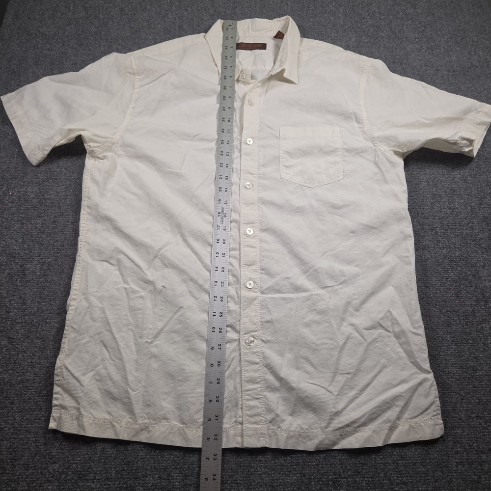Tori Richard Shirt Mens XL Cream Silk Cotton Jacquard Geometric Short Sleeve - Picture 6 of 7